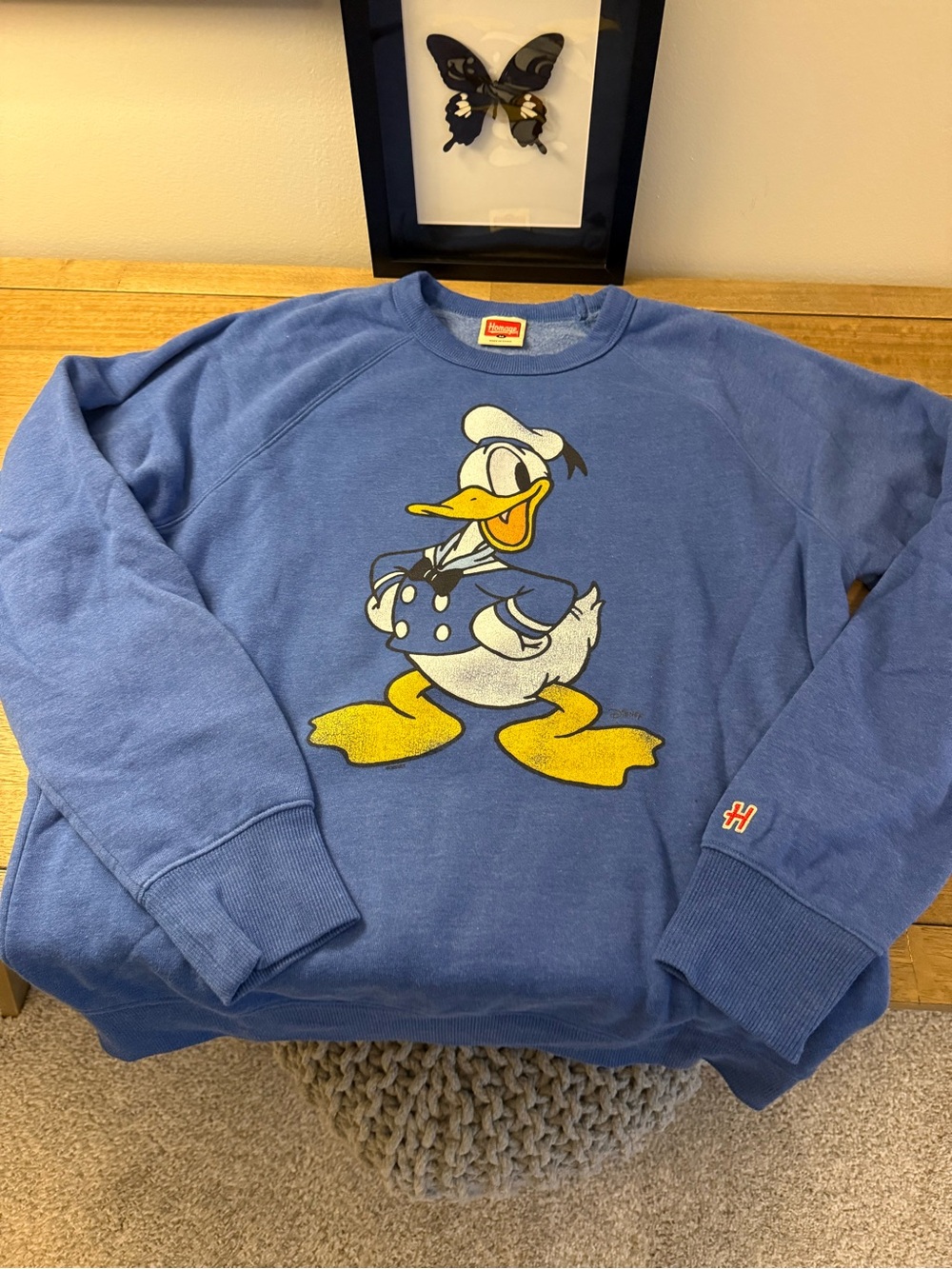 Homage Disney Blue Donald Duck Graphic Crewneck Sweater